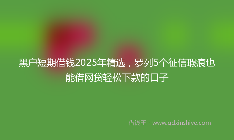 黑户短期借钱2025年精选，罗列5个征信瑕疵也能借网贷轻松下款的口子