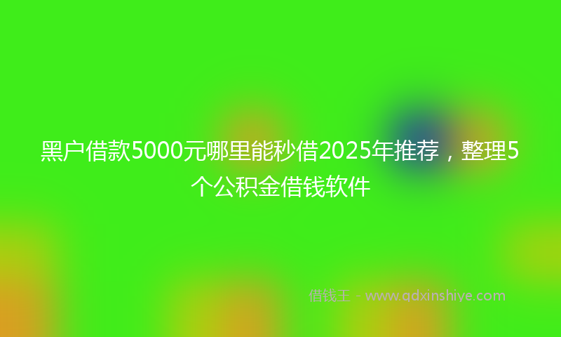 黑户借款5000元哪里能秒借2025年推荐，整理5个公积金借钱软件