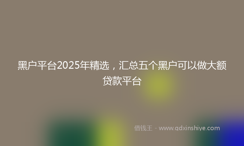 黑户平台2025年精选，汇总五个黑户可以做大额贷款平台