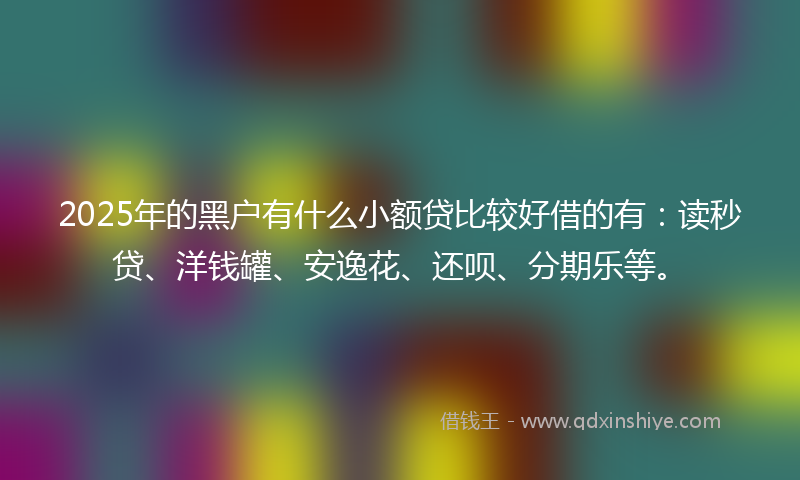2025年的黑户有什么小额贷比较好借的有：读秒贷、洋钱罐、安逸花、还呗、分期乐等。