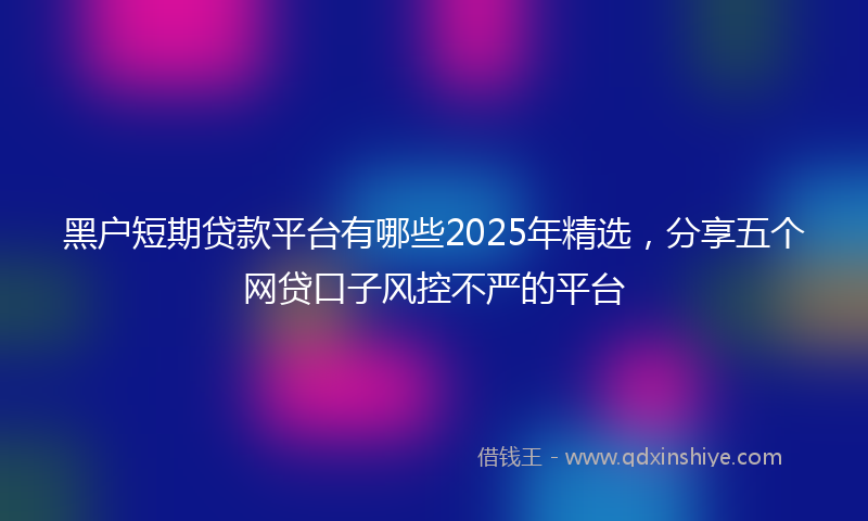 黑户短期贷款平台有哪些2025年精选，分享五个网贷口子风控不严的平台