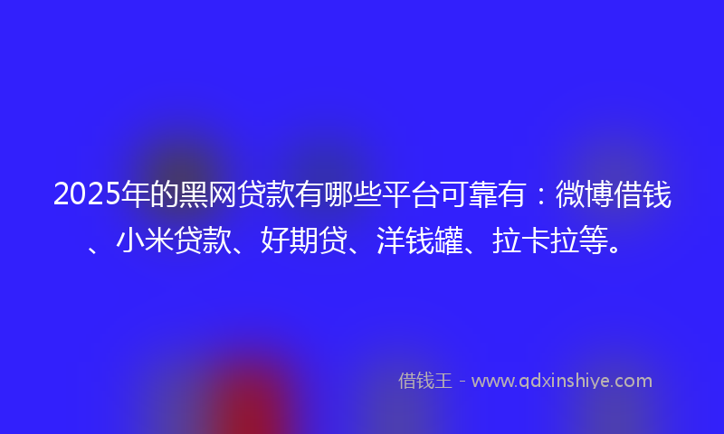 2025年的黑网贷款有哪些平台可靠有：微博借钱、小米贷款、好期贷、洋钱罐、拉卡拉等。