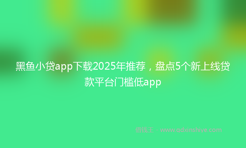 黑鱼小贷app下载2025年推荐，盘点5个新上线贷款平台门槛低app