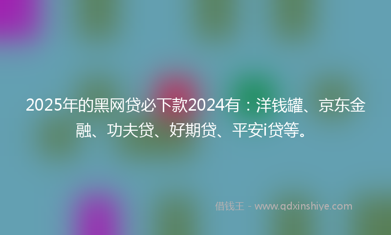 2025年的黑网贷必下款2024有：洋钱罐、京东金融、功夫贷、好期贷、平安i贷等。