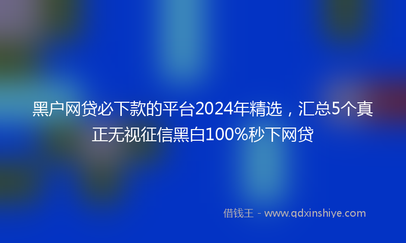 黑户网贷必下款的平台2024年精选，汇总5个真正无视征信黑白100%秒下网贷