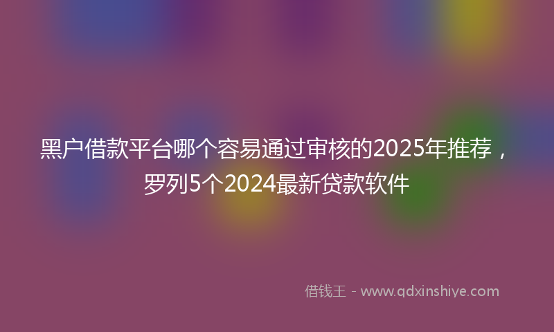 黑户借款平台哪个容易通过审核的2025年推荐，罗列5个2024最新贷款软件