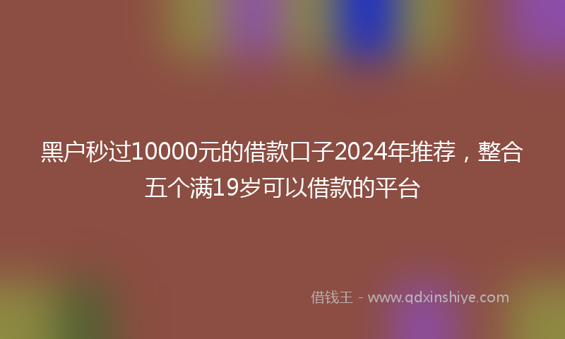 黑户秒过10000元的借款口子2024年推荐，整合五个满19岁可以借款的平台