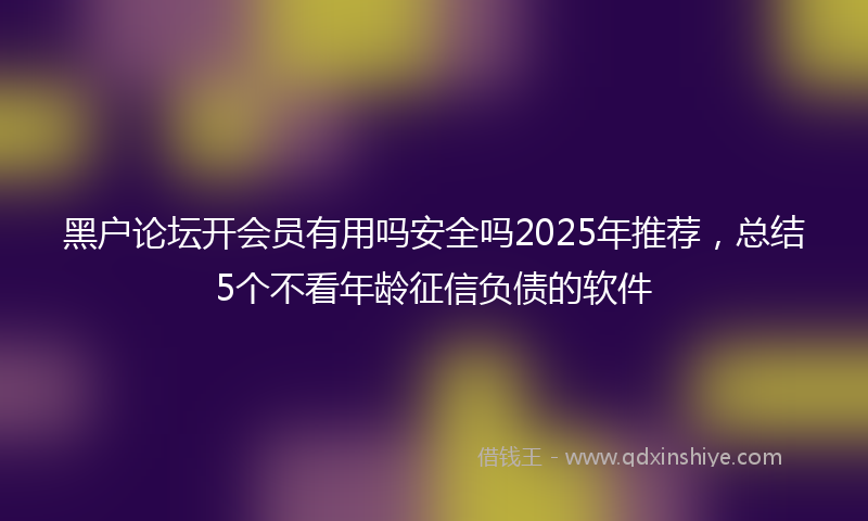 黑户论坛开会员有用吗安全吗2025年推荐，总结5个不看年龄征信负债的软件