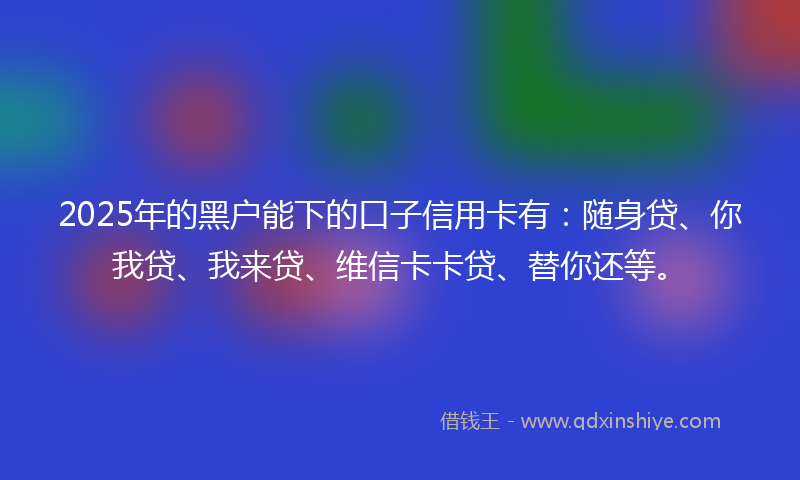 2025年的黑户能下的口子信用卡有：随身贷、你我贷、我来贷、维信卡卡贷、替你还等。