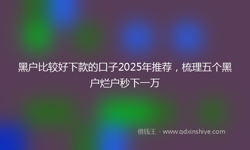 黑户比较好下款的口子2025年推荐，梳理五个黑户烂户秒下一万