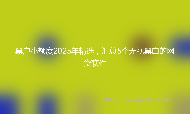 黑户小额度2025年精选，汇总5个无视黑白的网贷软件