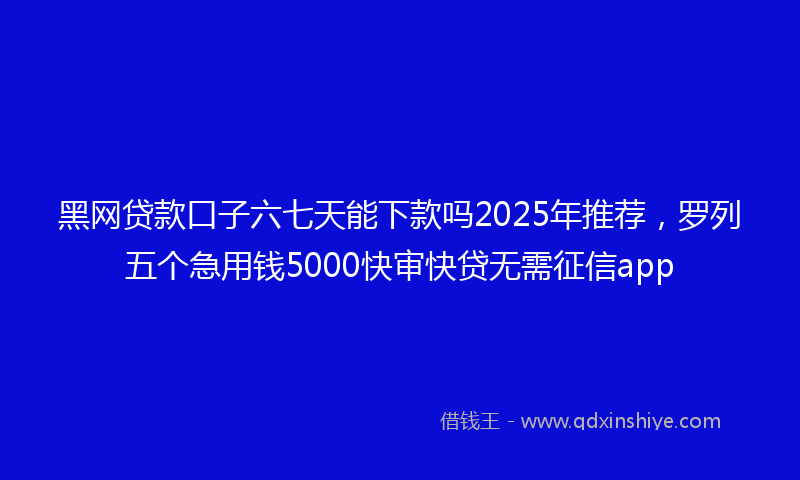 黑网贷款口子六七天能下款吗2025年推荐，罗列五个急用钱5000快审快贷无需征信app