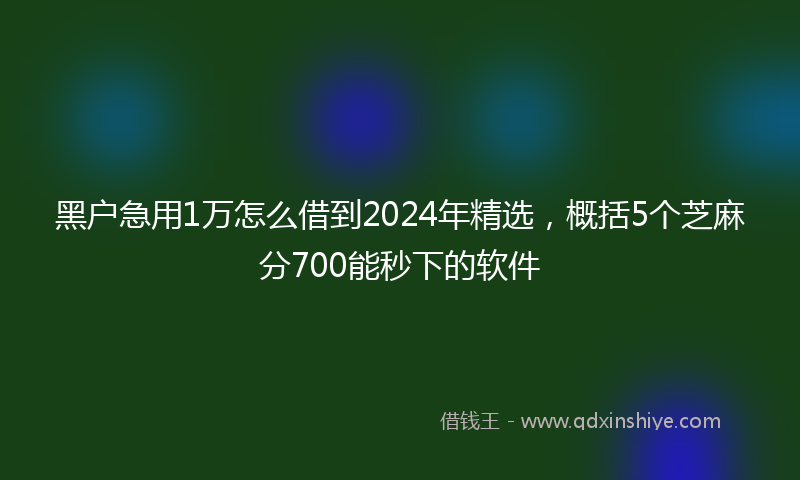 黑户急用1万怎么借到2024年精选，概括5个芝麻分700能秒下的软件