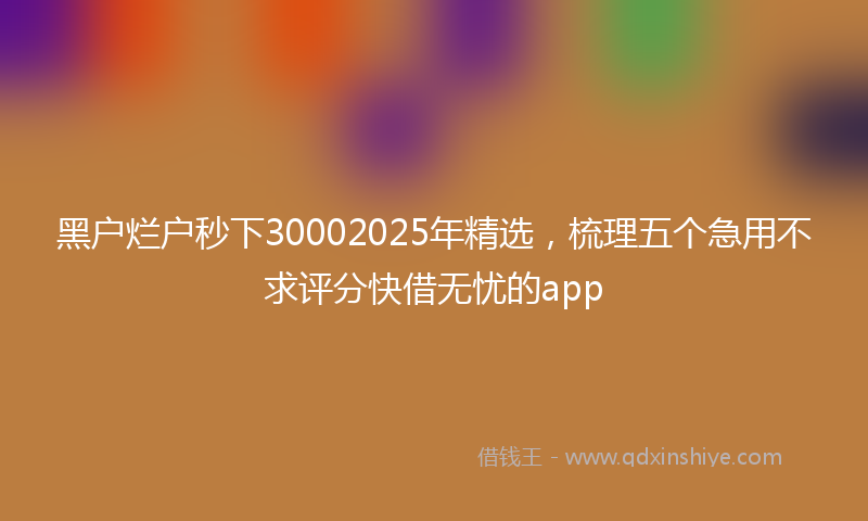 黑户烂户秒下30002025年精选，梳理五个急用不求评分快借无忧的app