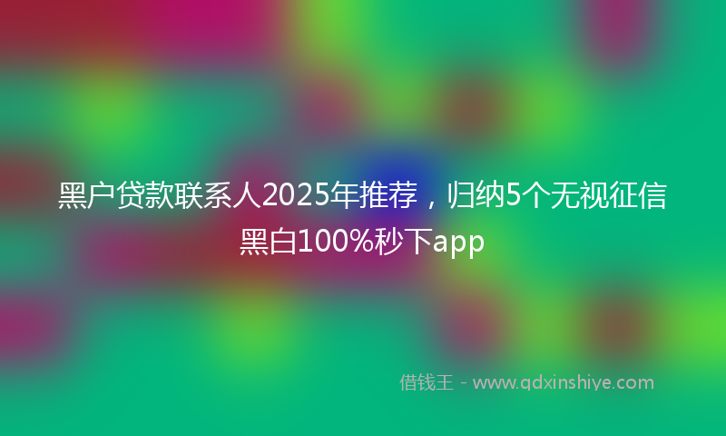 黑户贷款联系人2025年推荐，归纳5个无视征信黑白100%秒下app