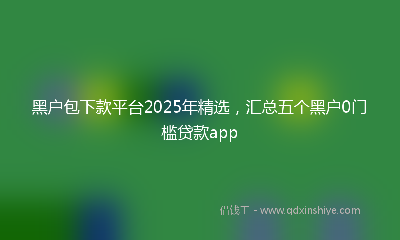 黑户包下款平台2025年精选，汇总五个黑户0门槛贷款app