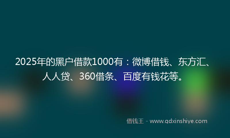 2025年的黑户借款1000有：微博借钱、东方汇、人人贷、360借条、百度有钱花等。