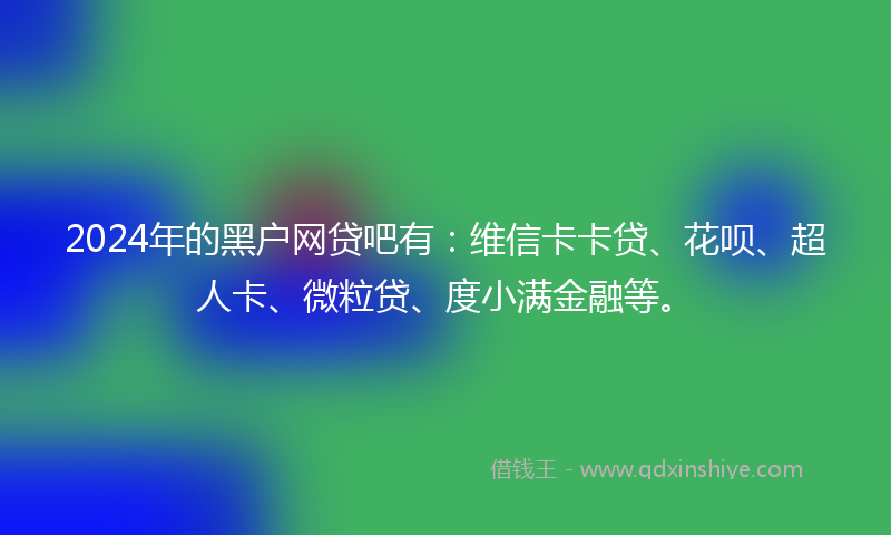 2024年的黑户网贷吧有：维信卡卡贷、花呗、超人卡、微粒贷、度小满金融等。