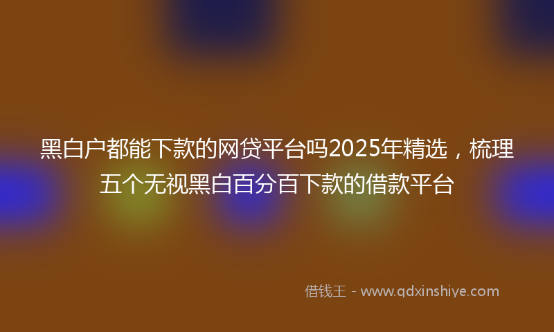 黑白户都能下款的网贷平台吗2025年精选，梳理五个无视黑白百分百下款的借款平台