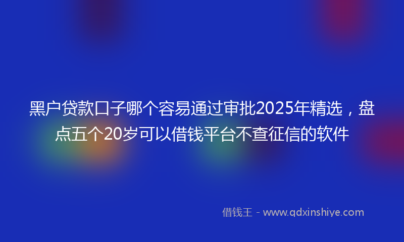 黑户贷款口子哪个容易通过审批2025年精选，盘点五个20岁可以借钱平台不查征信的软件