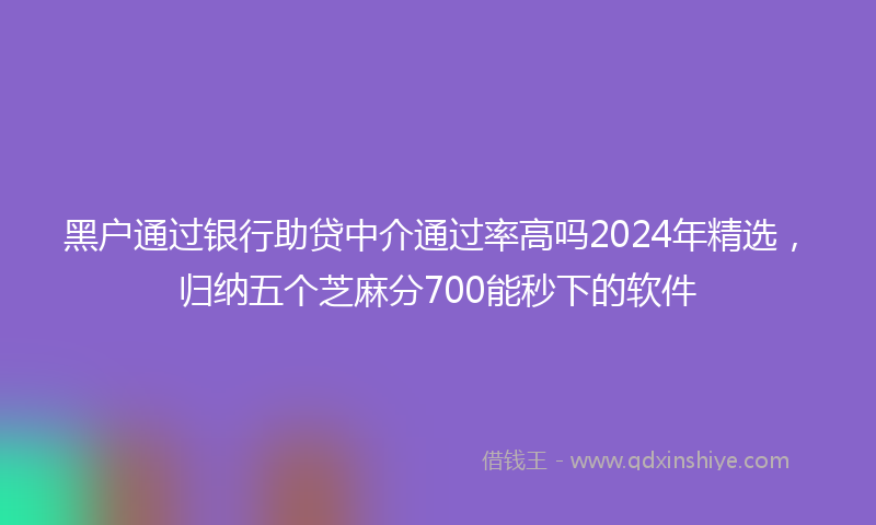 黑户通过银行助贷中介通过率高吗2024年精选，归纳五个芝麻分700能秒下的软件