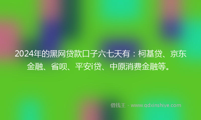 2024年的黑网贷款口子六七天有：柯基贷、京东金融、省呗、平安i贷、中原消费金融等。