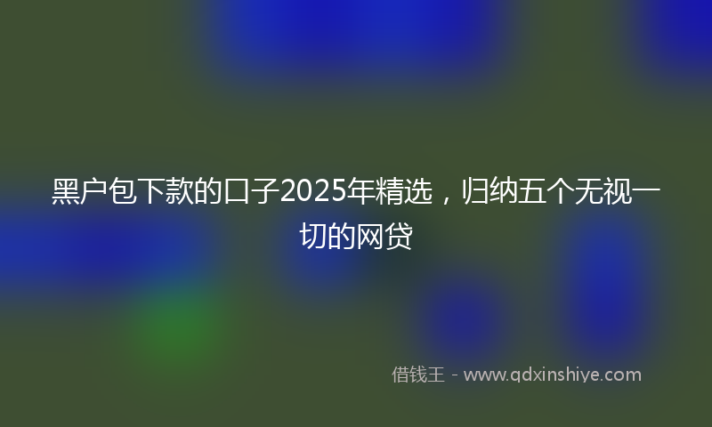 黑户包下款的口子2025年精选，归纳五个无视一切的网贷