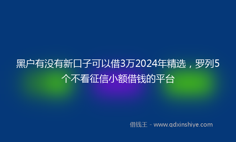 黑户有没有新口子可以借3万2024年精选，罗列5个不看征信小额借钱的平台