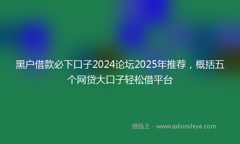 黑户借款必下口子2024论坛2025年推荐，概括五个网贷大口子轻松借平台