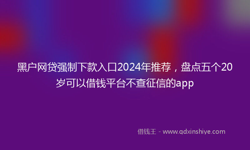 黑户网贷强制下款入口2024年推荐，盘点五个20岁可以借钱平台不查征信的app