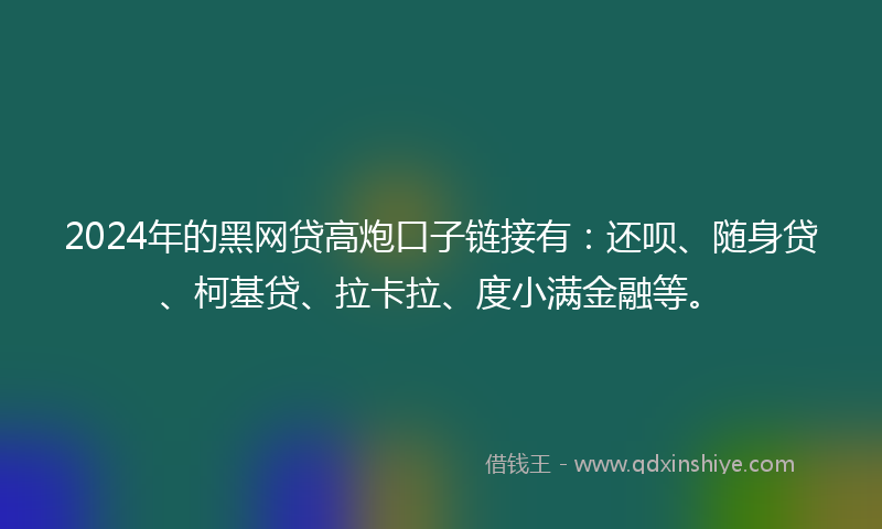 2024年的黑网贷高炮口子链接有：还呗、随身贷、柯基贷、拉卡拉、度小满金融等。