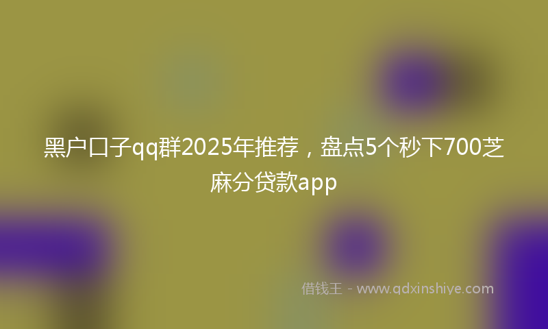 黑户口子qq群2025年推荐，盘点5个秒下700芝麻分贷款app