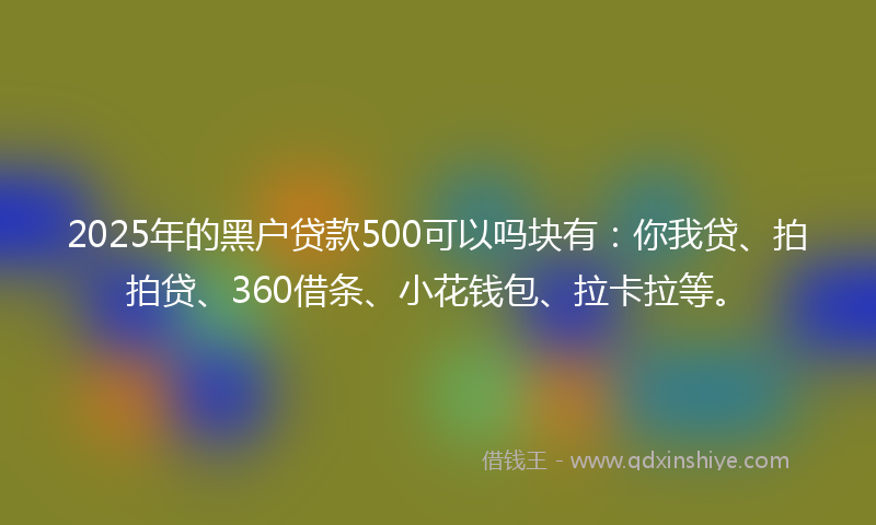 2025年的黑户贷款500可以吗块有：你我贷、拍拍贷、360借条、小花钱包、拉卡拉等。