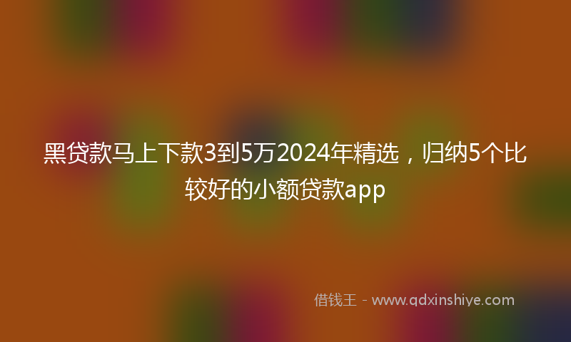 黑贷款马上下款3到5万2024年精选，归纳5个比较好的小额贷款app
