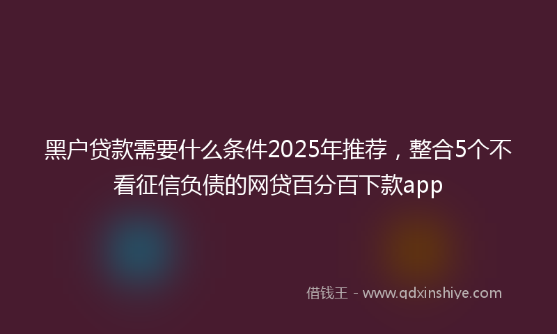 黑户贷款需要什么条件2025年推荐，整合5个不看征信负债的网贷百分百下款app
