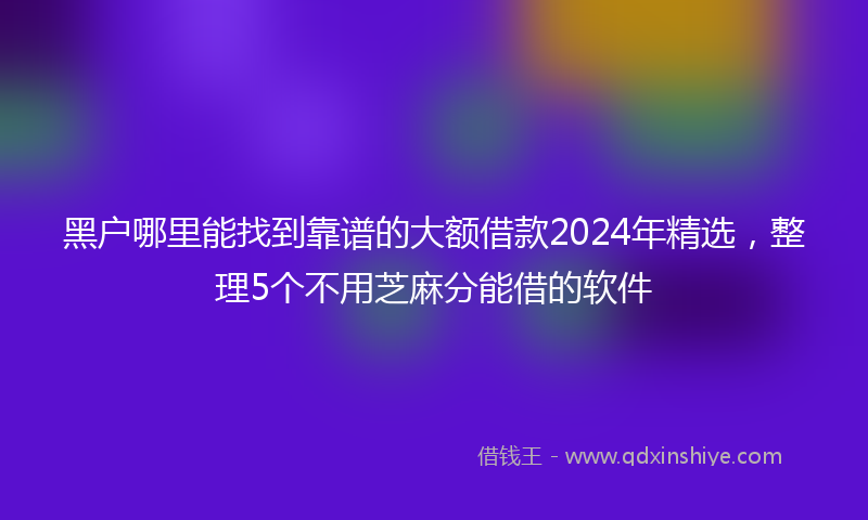 黑户哪里能找到靠谱的大额借款2024年精选，整理5个不用芝麻分能借的软件