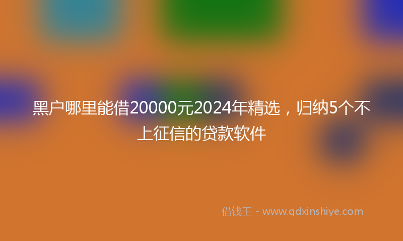 黑户哪里能借20000元2024年精选，归纳5个不上征信的贷款软件