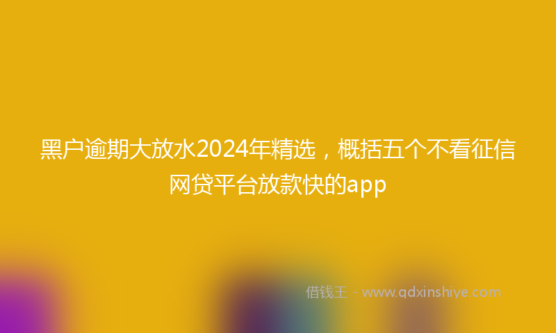 黑户逾期大放水2024年精选，概括五个不看征信网贷平台放款快的app
