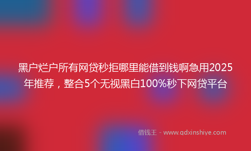 黑户烂户所有网贷秒拒哪里能借到钱啊急用2025年推荐，整合5个无视黑白100%秒下网贷平台