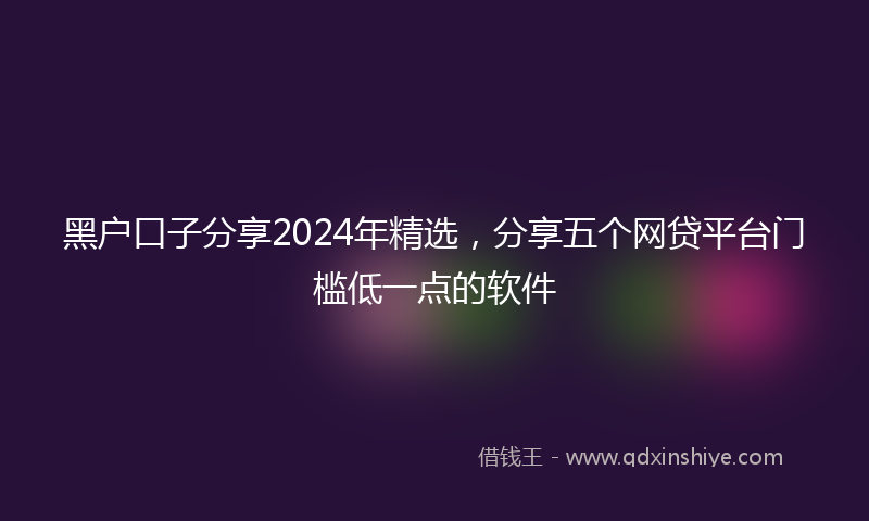 黑户口子分享2024年精选，分享五个网贷平台门槛低一点的软件