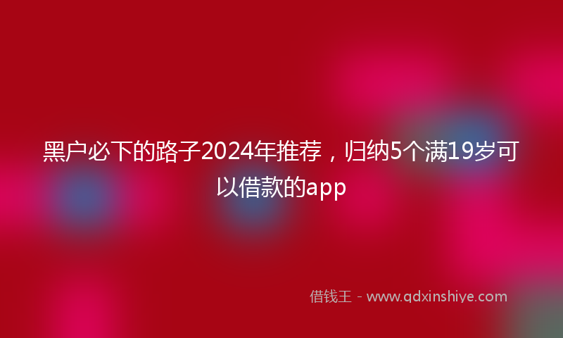 黑户必下的路子2024年推荐，归纳5个满19岁可以借款的app