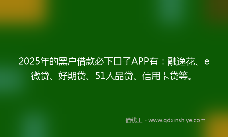 2025年的黑户借款必下口子APP有：融逸花、e微贷、好期贷、51人品贷、信用卡贷等。