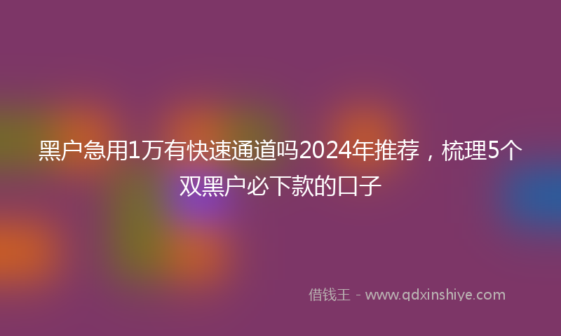 黑户急用1万有快速通道吗2024年推荐，梳理5个双黑户必下款的口子