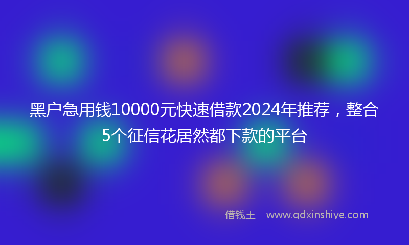 黑户急用钱10000元快速借款2024年推荐,整合5个征信花居然都下款的平台