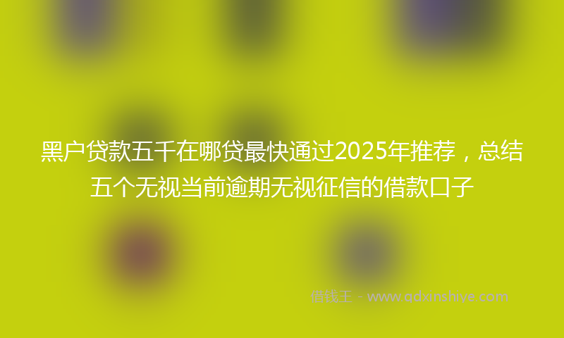 黑户贷款五千在哪贷最快通过2025年推荐，总结五个无视当前逾期无视征信的借款口子