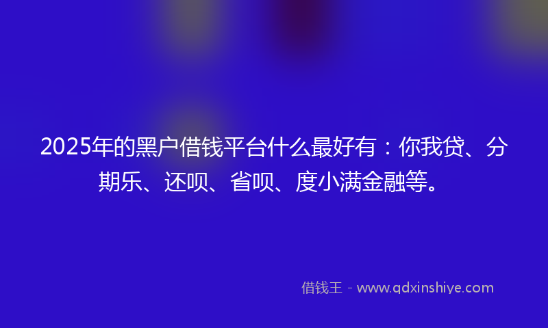 2025年的黑户借钱平台什么最好有：你我贷、分期乐、还呗、省呗、度小满金融等。