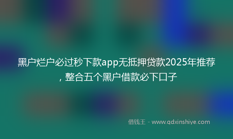 黑户烂户必过秒下款app无抵押贷款2025年推荐，整合五个黑户借款必下口子