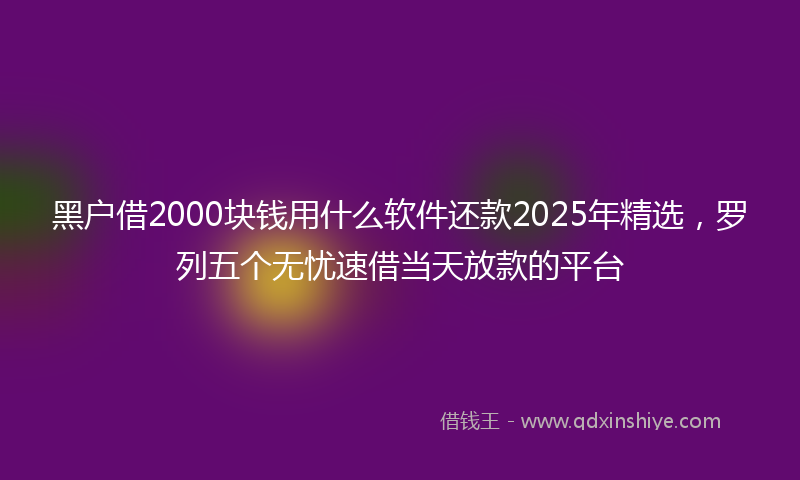 黑户借2000块钱用什么软件还款2025年精选，罗列五个无忧速借当天放款的平台