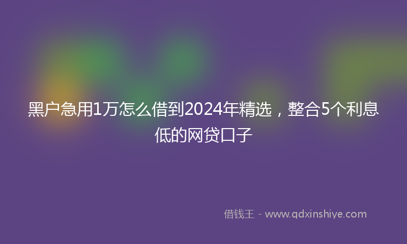 黑户急用1万怎么借到2024年精选，整合5个利息低的网贷口子