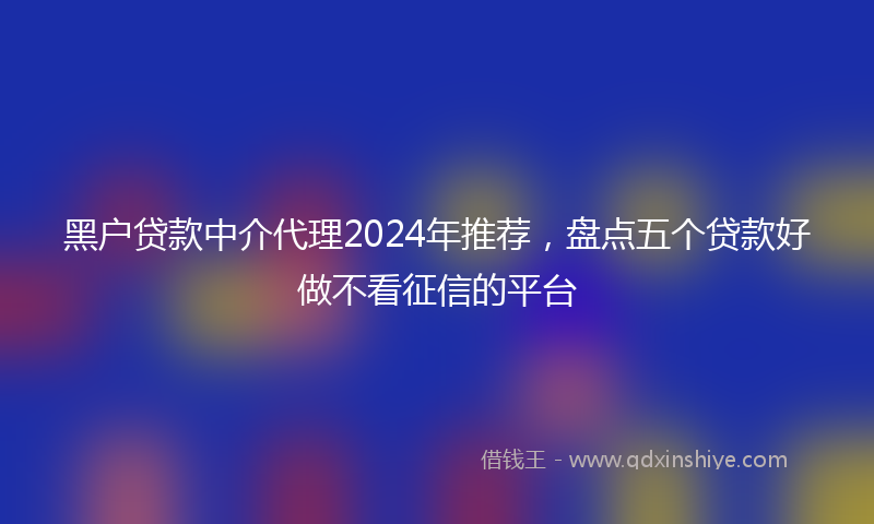黑户贷款中介代理2024年推荐，盘点五个贷款好做不看征信的平台